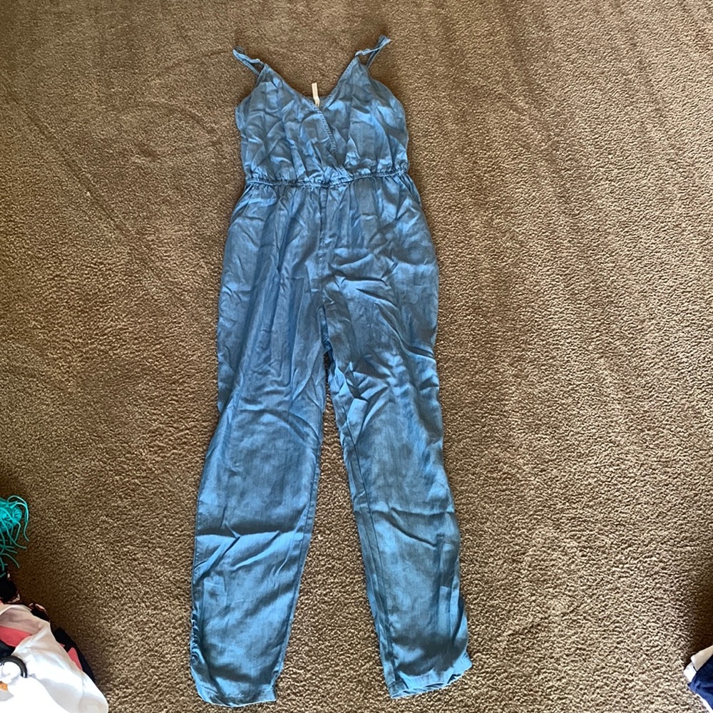 Denim colored romper. Brand is Live 4 Truth. Size Medium